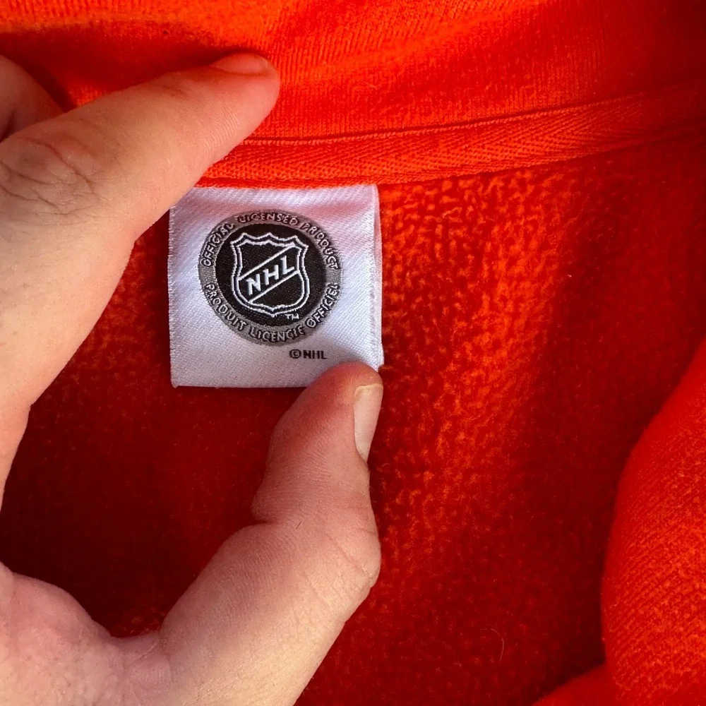 NHL Philadelphia Flyers Mens Quarter Zip Fleece Pullover Orange Large XL